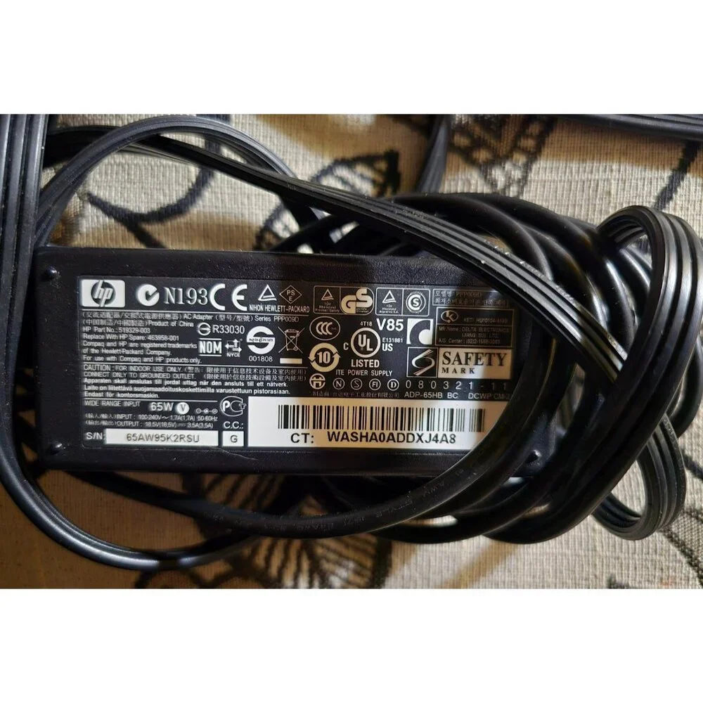 HP 519329-003 19.5V 3.33A 65W Genuine Original AC Power Adapter Charger